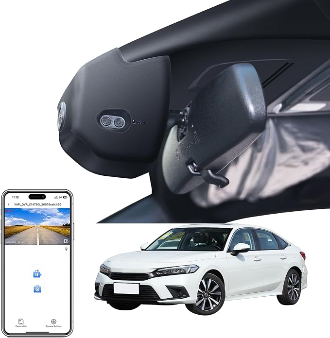 Mangoal 4K Dash Cam for 11th Honda Civic 2022-2026(Black), Si Type R Hatchback XL Sport SE EX_L Touring 1.5 2.0T, Integrated OEM Look, UHD 2160P Video, WiFi & App, GPS, 64GB Card