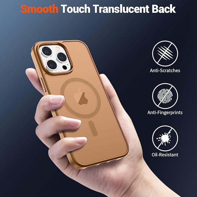 SUPFINE Magnetic for iPhone 13 Pro Case (Compatible with MagSafe) (Military Grade Drop Protection) Slim Translucent Matte Shockproof with Anti-Fingerprint Phone Case,Brown