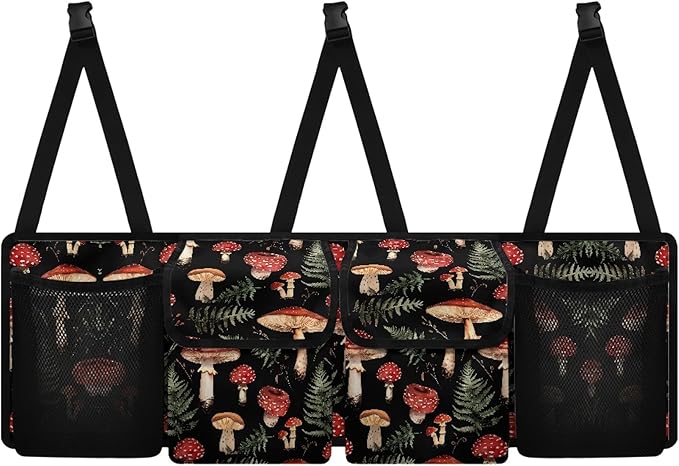 Mushroom Back Trunk Seat Organizer for SUV, Sedan, Van, Oxford Cloth, Equipped with Robust Elastic Net, Hanging Car Storage Organizer with Lids, Easy to Clean & Install In All Vehicles