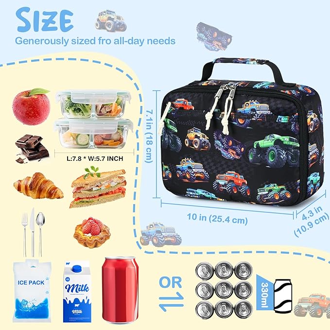 CAMTOP Lunch Box Kids Boys Insulated Lunch Cooler Bag Reusable Lunch Tote Kit for School Travel