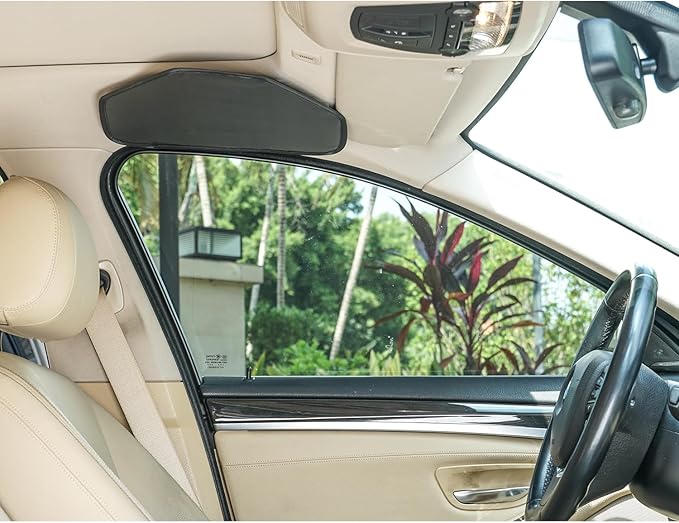 TFY Side Window Sun Visor for Car Roof Handles - Sun Glare and Heat Blocker for Driver or Passenger, Reduces Side Window Glare, Easy Installation and Storage (Black)