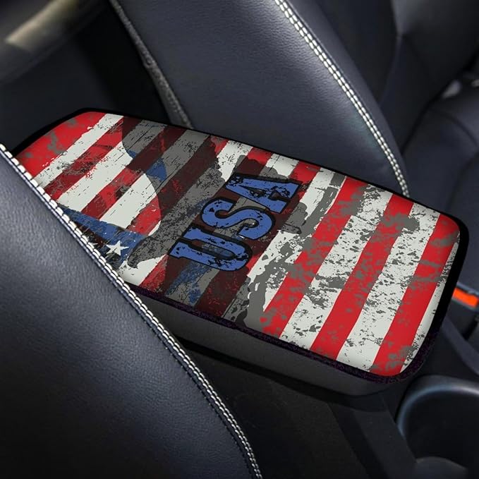 USA Flag Eagle Arm Rest Cushion Pads for Vehicle Arm Rest Cushion Pads Anti-dust Dog & Cat Paws Protector Universal Fit for SUV/Truck/Vehicle