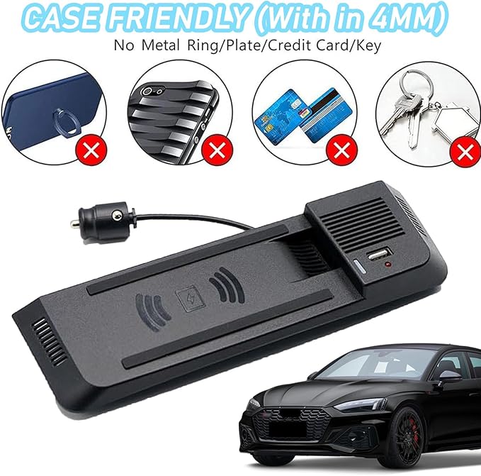 CenNa Wireless Car Charger for Audi A4 Allroad/A4/A5/S5/Rs5/Q5/Sq5 (2008-2018) All Models Accessory with 15w Wireless and USB Qc3.0 Fast Charging, Gift for Family