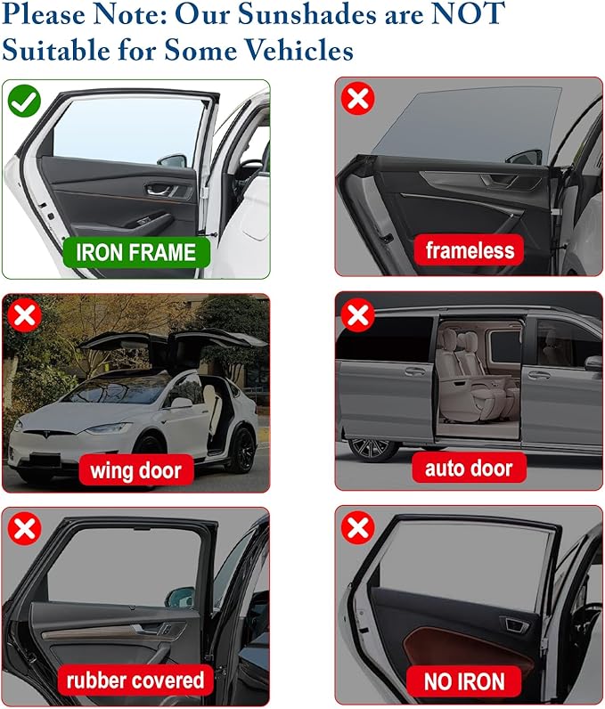 Car Window Shades, [2025 Updated] 2 Pack Car Sun Shade for Baby, Double Layer & Fully Open, Magnetic Back Window Curtain, Sun Shade Covers Privacy Screen