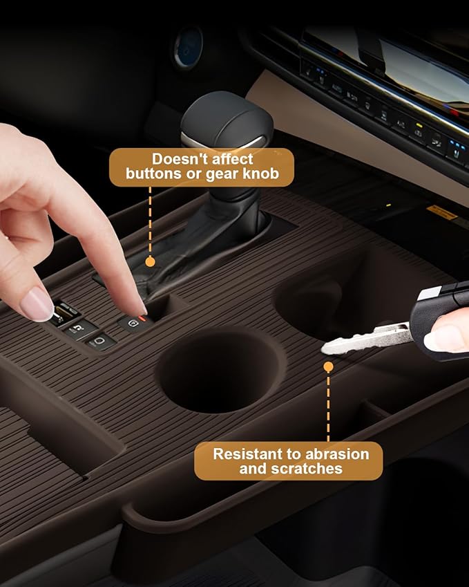 2026 Sienna Center Console Organizer - for 2021-2025 2026 Toyota Sienna Silicone Center Console Cover Tray - 2021-2026 Sienna(XLE/XSE/Limited/Platinum/Woodland Edition) Interior Accessories(Brown)