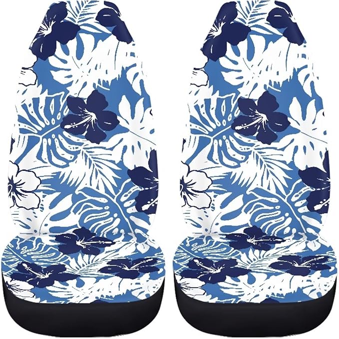 Car Seat Covers 2 Pcs Soft Comfortable Auto Front High Back Seat Protector Covers Automobile Interior Decor Accessories, Universal(Classic Tropical Flowers 59)
