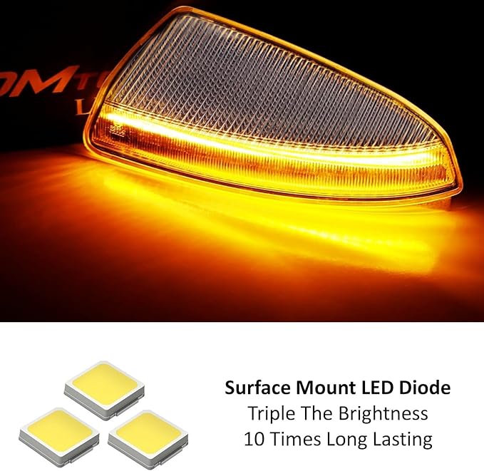 iJDMTOY Semi-Clear Lens Full LED Strip Dynamic Sequential Blink/Flow Side Mirror Turn Signal Light Assembly Kit Compatible with Mercedes 2008-2011 W204 Pre-LCI C-Class