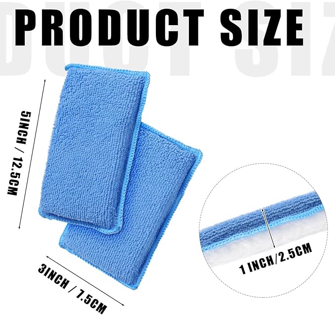 Mudder 12 Pcs Car Interior Scrubbing Sponge 5'' x 3'' Fiber Car Wax Applicator pad Household Cleaning Sponges for Leather Seat Couch Cleaning (Blue White)