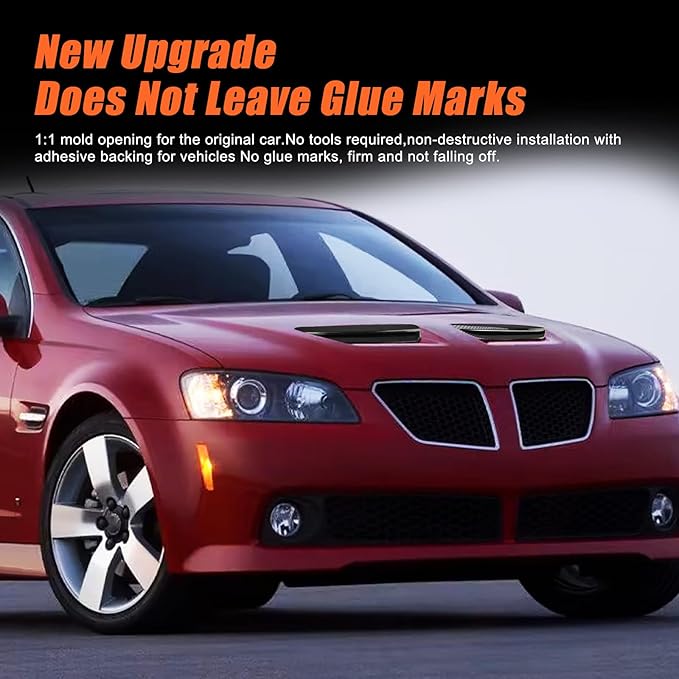 ABS Car Front Hood Vents fits Exterior Decoration Accessories Compatible with Pontiac G8 2008 2009 Hood Vent Air Flow Intake Body Kits (Black Carbon Fiber)