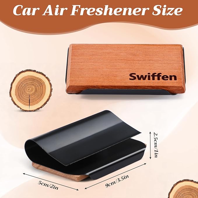 4 Pcs Car Wood Air Freshener Tectona Grandis Wood Fragrance Automotive Odor Eliminator for Visor Clip Vehicle Scent Diffuser with Scent Refill, Clip Included