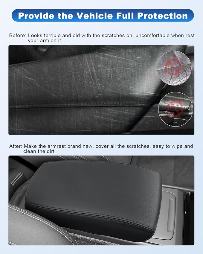 CDEFG for 2025 2026 Volvo XC40 Center Console Cover, for 2019-2025 2026 Volvo XC40 Accessories Armrest Cover XC40 Middle Console Pad Arm Rest Cushion Leather Cover