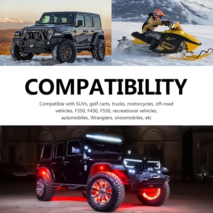 10Pcs LED Rock Lights Underglow Wheel Fender, Multi-Color Wheel Well Lights Waterproof Under Glow Kit for Car Truck SUV Golf Cart Wrangler ATV UTV Offroad - Fender Lighting (Red)