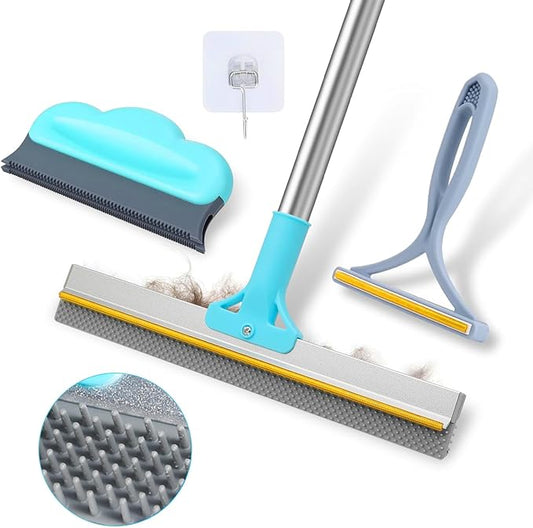 3 PCS Carpet Rake for Pet Hair Removal, Reusable Pet Hair Carpet Rake with 54” Adjustable Long Handle, Pet Hair Remover Scraper Rake Carpet,Dog Hair Broom for Rugs,Mats,Couch and Furniture.