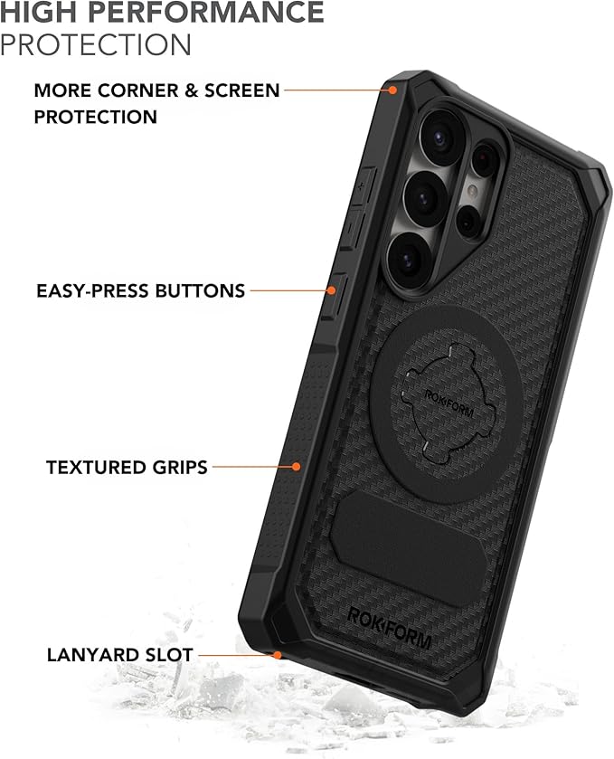 ROKFORM Rugged Protective Case Compatible with Galaxy S25 Ultra, Magnetic Cover with Twist Lock, Drop-Tested Armor (Black) | Magnetic Cover, with Twist Lock, Drop Tested Armor