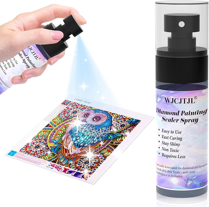 Upgraded Diamond Painting Sealer Spray - 30 Minutes Quick Dry Diamond Art Sealer Glue, Keep Diamond Art Fixed and Shiny, Diamond Art Accessories and Tools, Easy to Use, No Brush Needed (1 Pack)