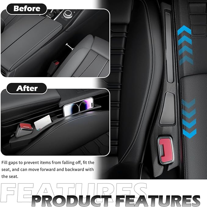 2PCS Car Seat Gap Filler Organizer,Multifunctional Car Gap Filler Organizer Storages Phone Key Avoids Things Falling,Universal Car Blocker Between Seats Cars Accessories (Brown)