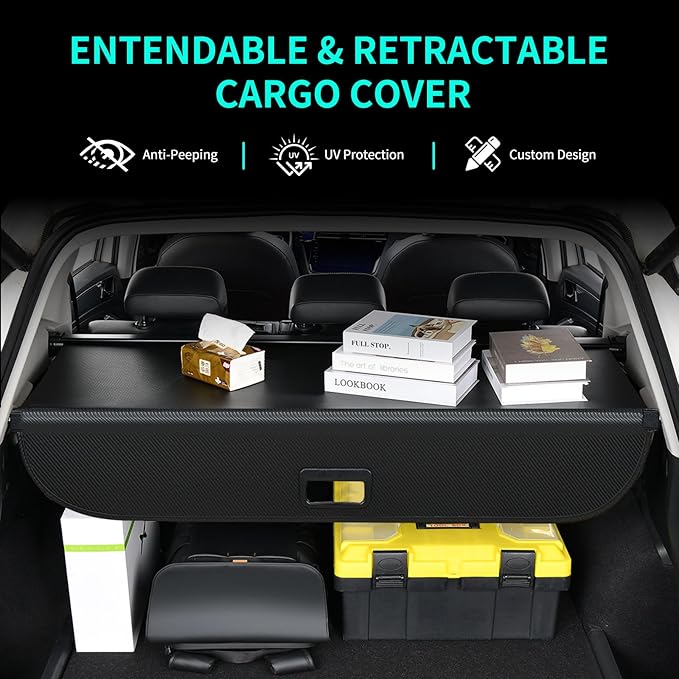 Tecoom Cargo Cover fit for Subaru Crosstrek Impreza Accessories 2024, Retractable Rear Trunk Cover Luggage Security Shade, Anti-Peeping Privacy Screen Protector, Carbon Fiber Texture