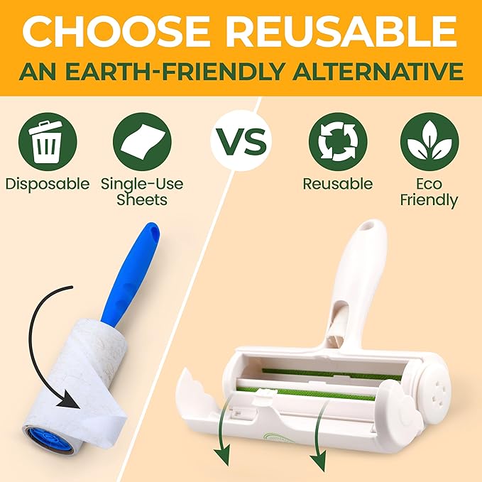 Pet Hair Remover for Furniture – Reusable Lint Roller and Pet Hair Removal Tool for Couch, Carpet, Bedding, Clothes, Car Seats – Multi-Surface Roller for Dog and Cat Fur