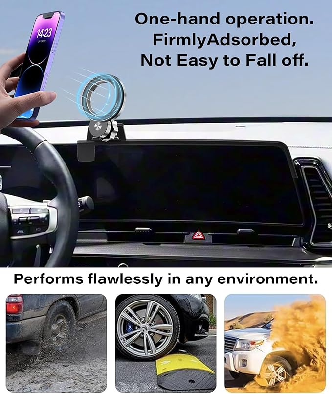 Car Phone Holder for Kia Sportage 2023 2024 2025 Accessories Apply to 12.3 Inch Touch Screen Fixed Clip Magnetic Cell Phone Mount Hands-Free 360 Degree Rotation