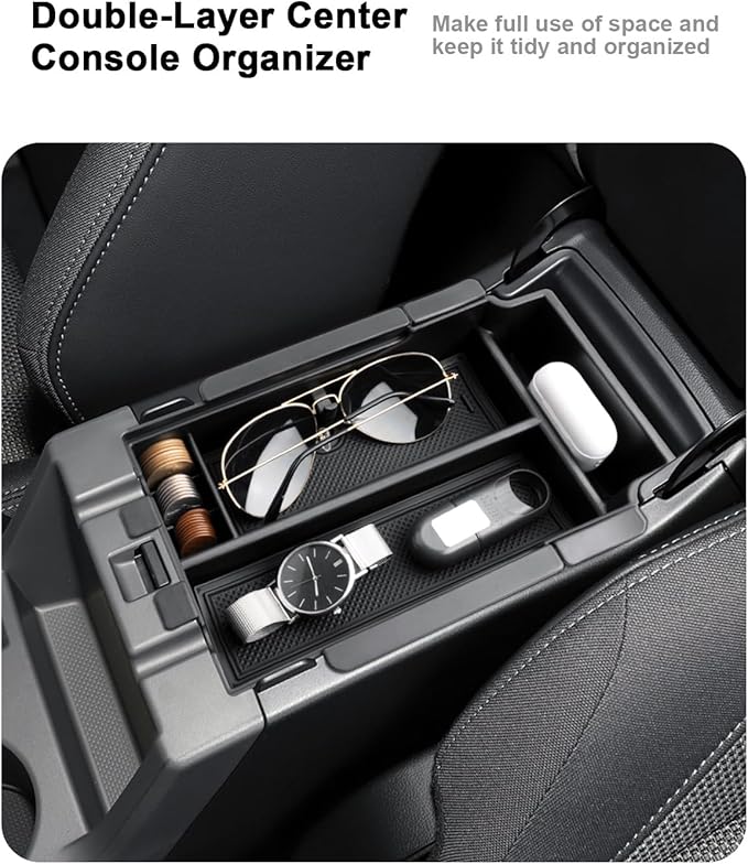 Center Console Organizer Set For 2024-2026 Subaru Crosstrek/Hybrid - 3 Pcs Double-Layer Armrest Box Organizer + Hanging Middle Console Organizer + TPE Cup Holder For 2024-2026 Crosstrek Accessories