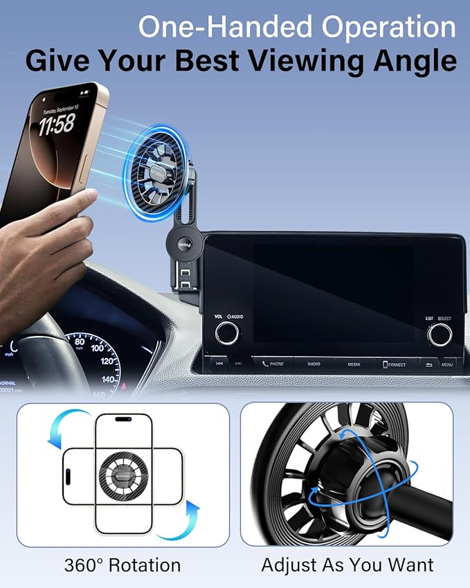 Magnets Phone Mount for Mazda 3 2014-2016/CX-3 2016-2021/MX-5 MX5 Miata 2016-2023 Accessories 7-Inch Screen Fixed Clip, Cell Phone Base Automobile Cradles Magnetic Phone Holder Compatible with MagSafe