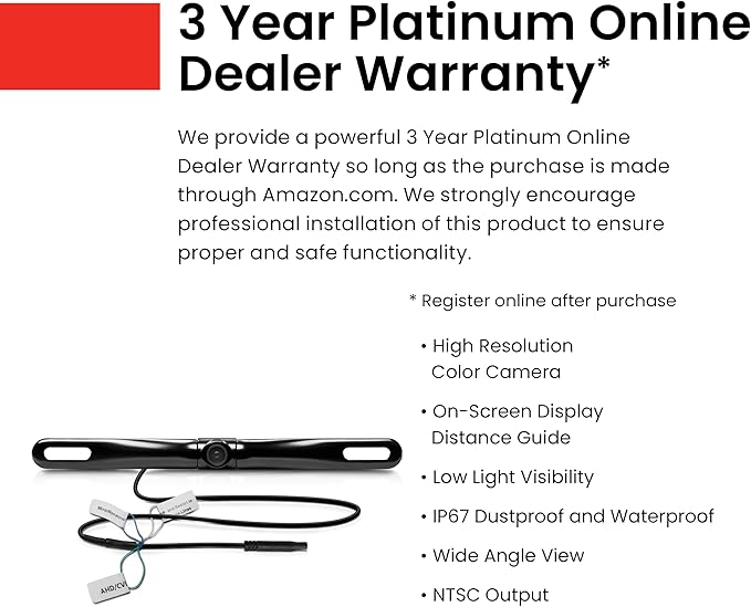 BOSS Audio Systems LPCB36 Car Truck Rearview Backup Reverse Camera - License Plate Mount, 170° Wide Angle Rear View Cam, Low Light Friendly