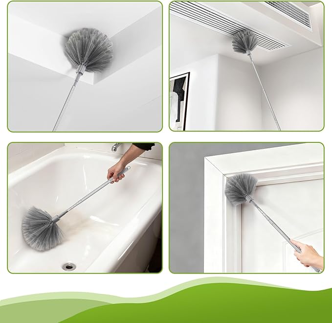 Professional Deep Cleaning System, 100-inch Extendable Duster with Under-Appliance Pads & Multi-Angle Heads for Ceiling Fans, High Ceilings, Blinds, and Gaps