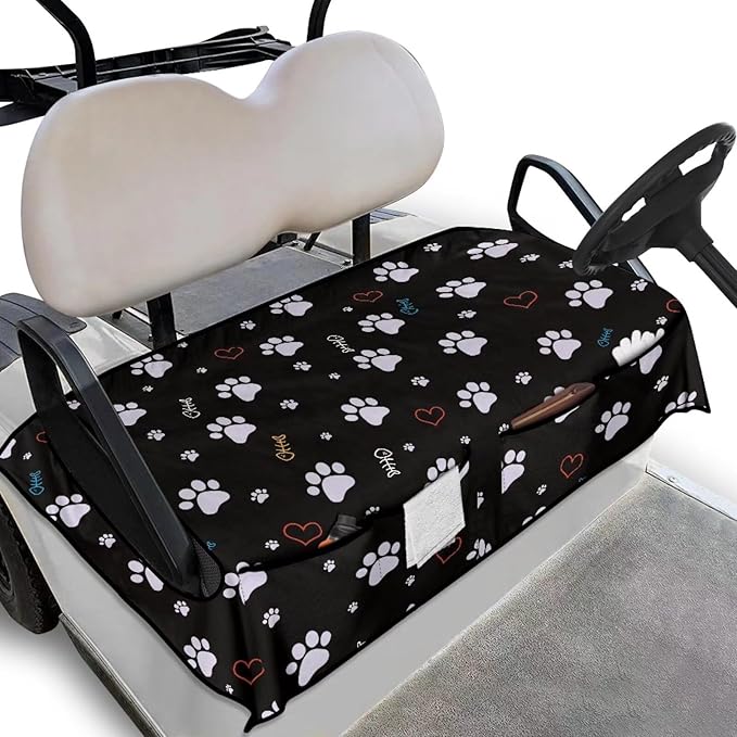 Biyejit Golf Cart Seat Covers with 4 Pockets Golf Cart Seat Towel Blanket Fits 2-Seat Golf Carts, Golf Cart Accessories