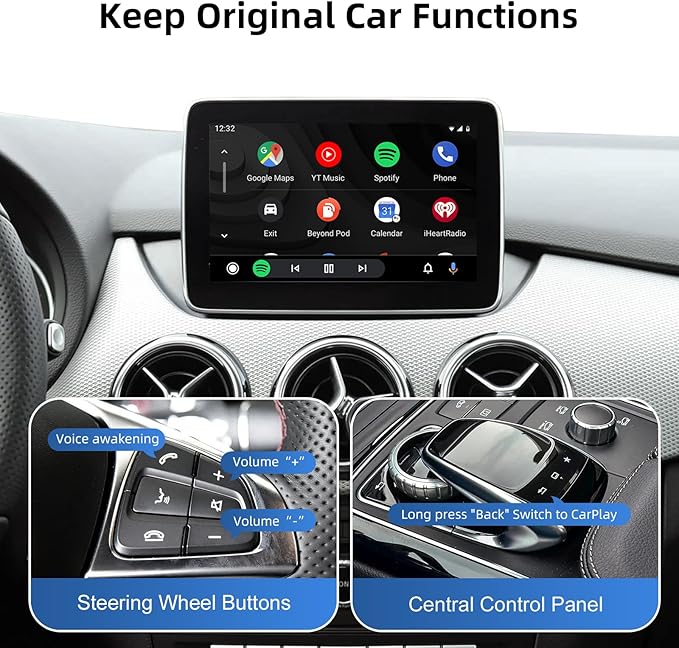CarPlay Android Auto Adapter Decoder Retrofit Kit Fits Mercedes Benz 2015-2018 A/B/C/E/GLA/GLC/GLS/GLE with NTG System, Supports Wireless CarPlay Android Auto/Mirror Link/Camera/USB Drive/NAV