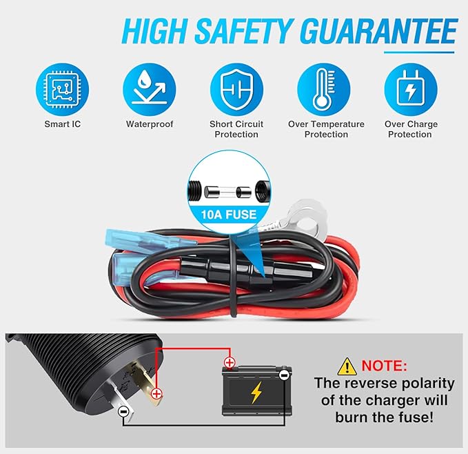 Nilight 2 Pack PD Type C and QC 3.0 USB Fast Outlet Panel with LED ON Off Touch Switch Fused Wire Kit for 12V 24V Cars Trucks RVs Motorcycles Buses Boats