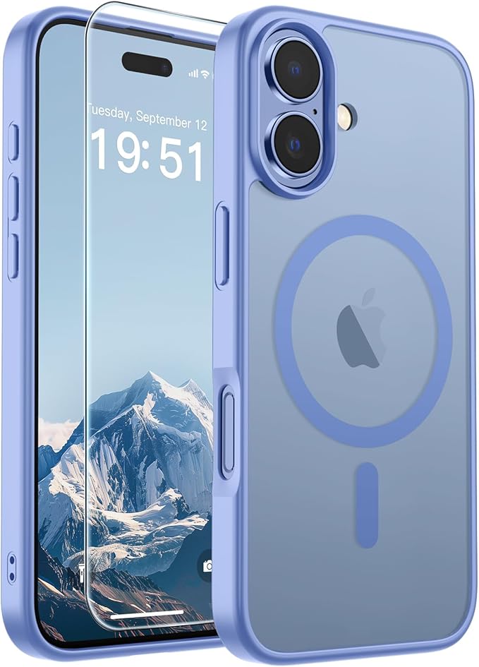 SUPFINE Magnetic for iPhone 17 Case (Compatible with MagSafe)(Military Grade Drop Protection) Translucent Matte Shockproof with Anti-Fingerprint Phone Cover,Blue Purple