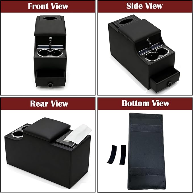 Truck Center Console Organizer Between Seat for Minivans, SUVs, Middle Van Bench Organizer for Floor Console Organizer Storage Box with 24cm Wide Locking Design with Clamshell Type Design