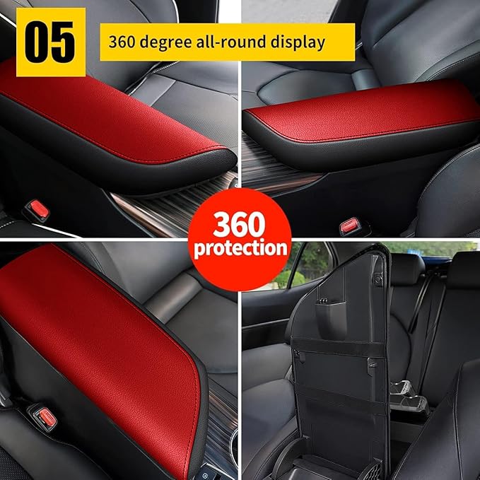 AOMSAZTO Console Covers for 2018-2023 Toyota Camry Black with Red Leather