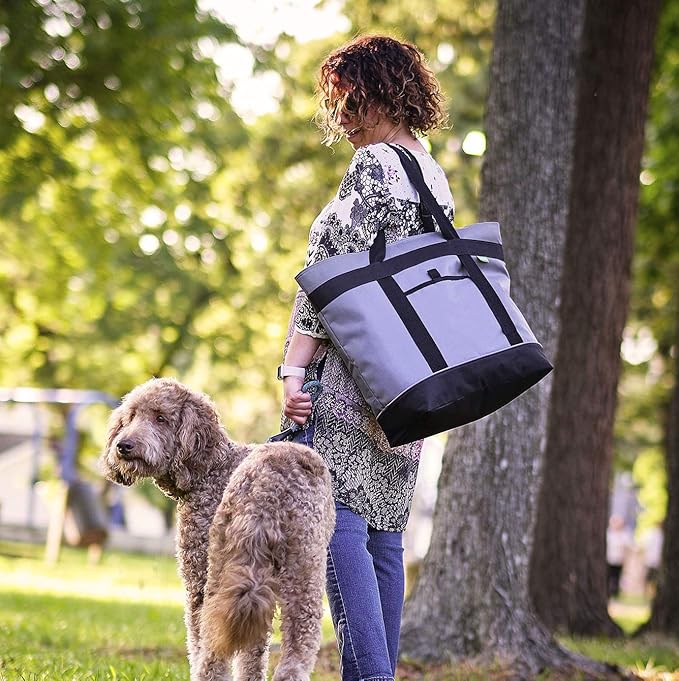Jumbo Insulated Cooler Bag (Black) with HD Thermal Insulation - Premium, Collapsible Soft Cooler Makes a Perfect Insulated Grocery Bag, Food Delivery Bag, Travel Bag, Beach or Picnic Bags