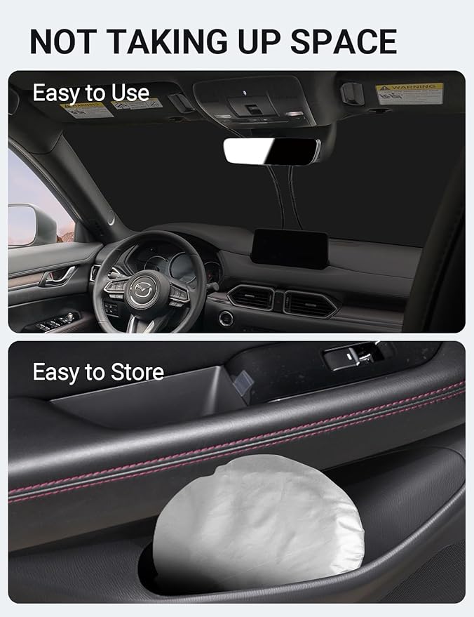 Proadsy 2026 Upgrade Windshield Sun Shade Custom Fit Mazda CX5 CX-5 2017-2025 2026 4-Layer Foldable Front Sunshade Protector Sun Visor Blocks UV Rays Keep Car Cooler