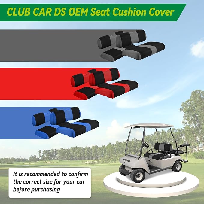 Universal Club Car DS Golf Cart Seat Covers Dress UP Older Golf Cart, Durable Breathable Material Front and Back Seat Cover Fit for ds, Club Car DS Seat Covers Front and Back, Black