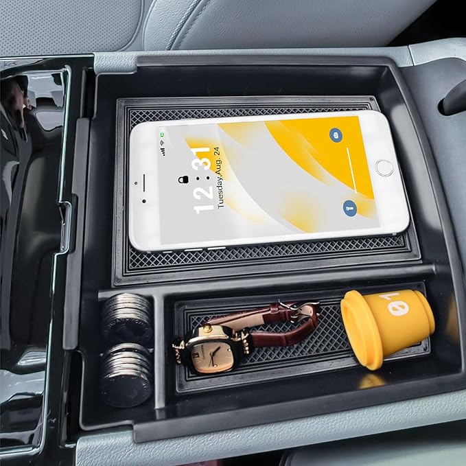 Center Console Organizer Compatible with 2025 2026 Hyundai Tucson Hybrid/Plug-in Hybrid/Limited Accessories (Steering Wheel Shifter ONLY), Armrest Storage Box Middle Console Insert Tray