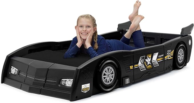 Delta Children Grand Prix Race Car Toddler and Twin Bed, Black