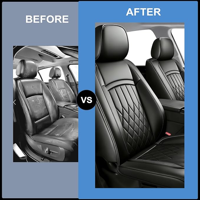 Fit for Equus Seat Covers Compatible with Hyundai Equus 2011-2016 - Waterproof Breathable Leather Automotive Seat Cushions Protector,Airbag Compatible,Full Set 5 Seats(Black)
