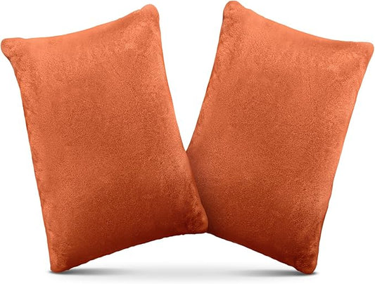 2 Pack Small Pillow, Memory Foam Mini Pillow 11 X 7 Inches for Travel, Sleeping, Nap and Neck, Knee, Lumbar Support, Tiny Cushion for Pet, Dogs (Orange)