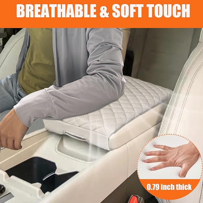 Center Console Cover for Santa Fe 2024 2025 2026 - Soft Armrest Pad Cover Protector Middle Console Cover for Hyundai Santa Fe 2024 2025 2026 Interior Accessories (Gray)