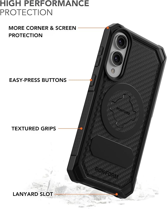 Rokform Rugged Case Compatible with Galaxy S25 Edge, Magnetic Cover with Twist Lock, Drop Tested Armor (Black)