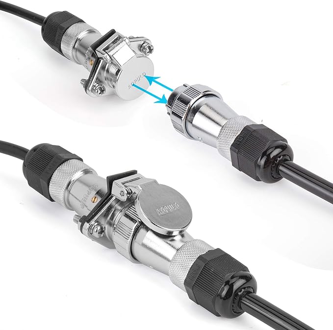 DALLUX Heavy Duty Vehicle Coil Trailer Cable with 2 Channel 4 PIN AV Connector Disconnect Kit for Truck Caravan Motor Home Backup Security Camera Monitor System