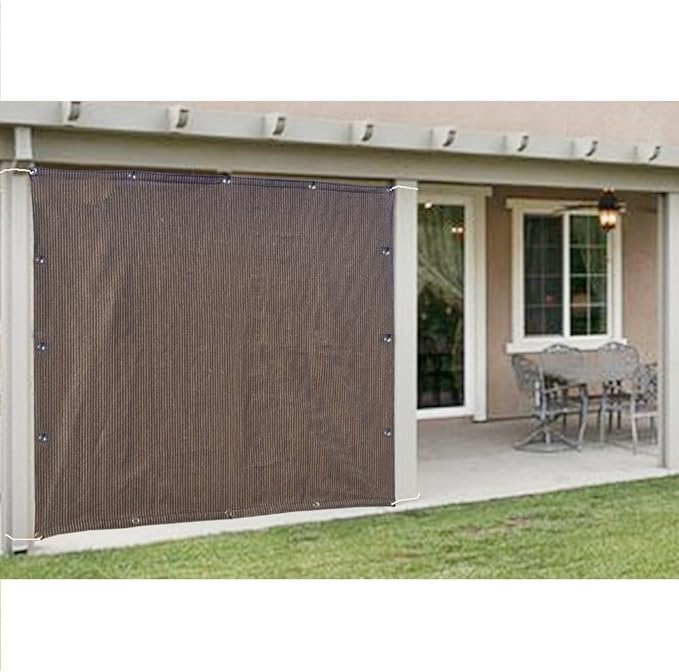 Sun Shade Privacy Panel with Grommets on 4 Sides for Patio, Awning, Window Cover, Pergola or Gazebo (Mocha Brown, 8' x 10')