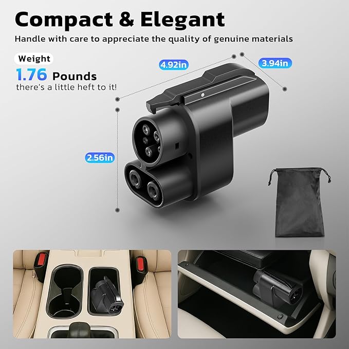 NACS to CCS1 Tesla Charger Adapter, Adapter for Tesla Supercharger, Max 500A 1000V, Fast DC Charge, Temp Control, Compatible with Ford, Rivian, GM, Volvo, Polestar EVs (Not Compatible for Nissan EVs)