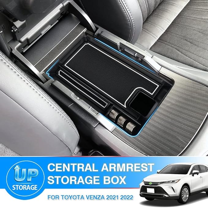 Autorder Center Console Organizer for 2021 2022 2023 2024 Toyota Venza Accessories Armrest Storage Box Secondary Insert Tray with 2 Color Mats