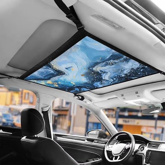Generic Marble Car Ceiling Cargo Net Pocket,31.69"x24.02" Strengthen Load-Bearing Double-Layer Mesh Car Roof Storage Organizer,Truck SUV Travel Long Road Trip Camping Interior Accessories