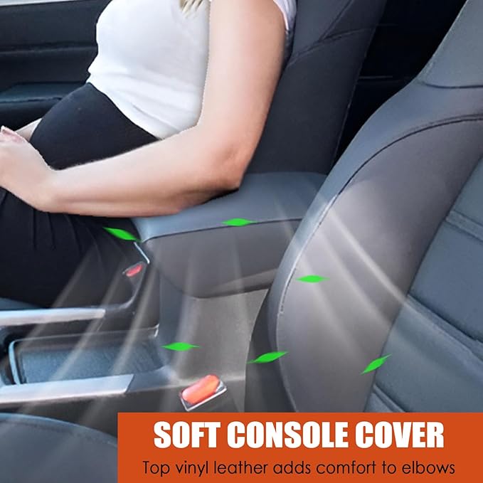 for Honda CRV 2017-2022 Center Console Cover - Vegan Leather Extra Soft Armrest Protector for Honda CR-V Interior Accessories 2017 2018 2019 2020 2021 2022（Black）