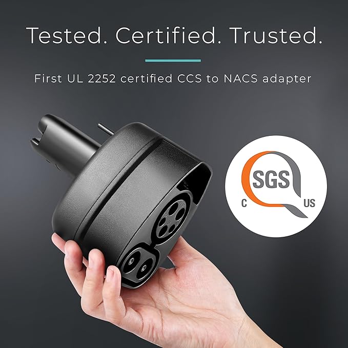 Lectron CCS to NACS Adapter for Tesla Model S, 3, X, Y & All NACS EVs (500A / 1,000V) – UL 2252 Certified CCS1 Fast Charger Adapter – Not Compatible with Cybertruck (Black)