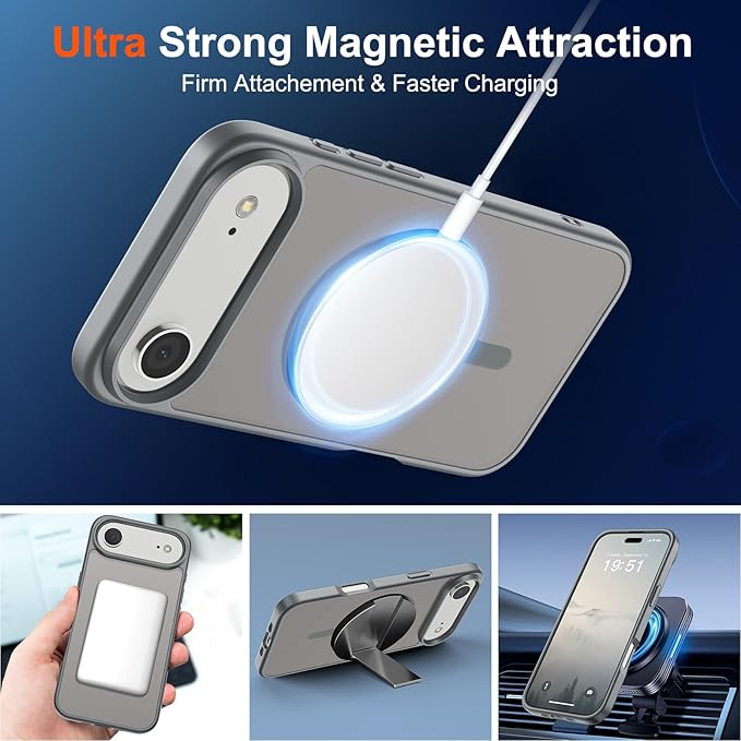 SUPFINE Magnetic for iPhone Air Case (Compatible with MagSafe)(Military Grade Drop Protection) Slim Translucent Matte Shockproof with Anti-Fingerprint Phone Cover for 17 Air,Gray